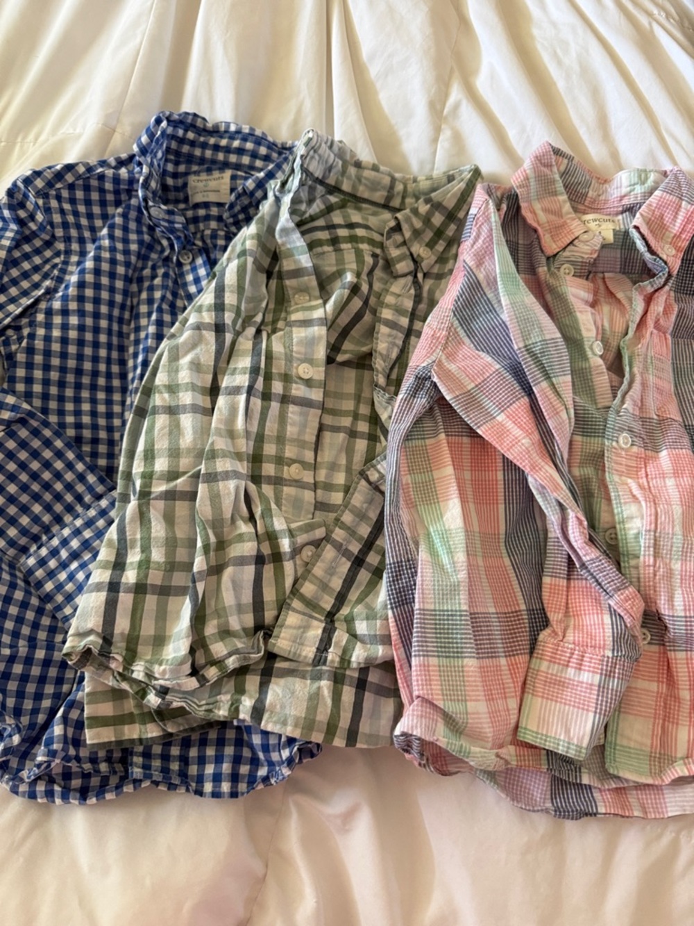 CrewcutsThree Gingham Button-Up Shirts - Blue, Green, Pink